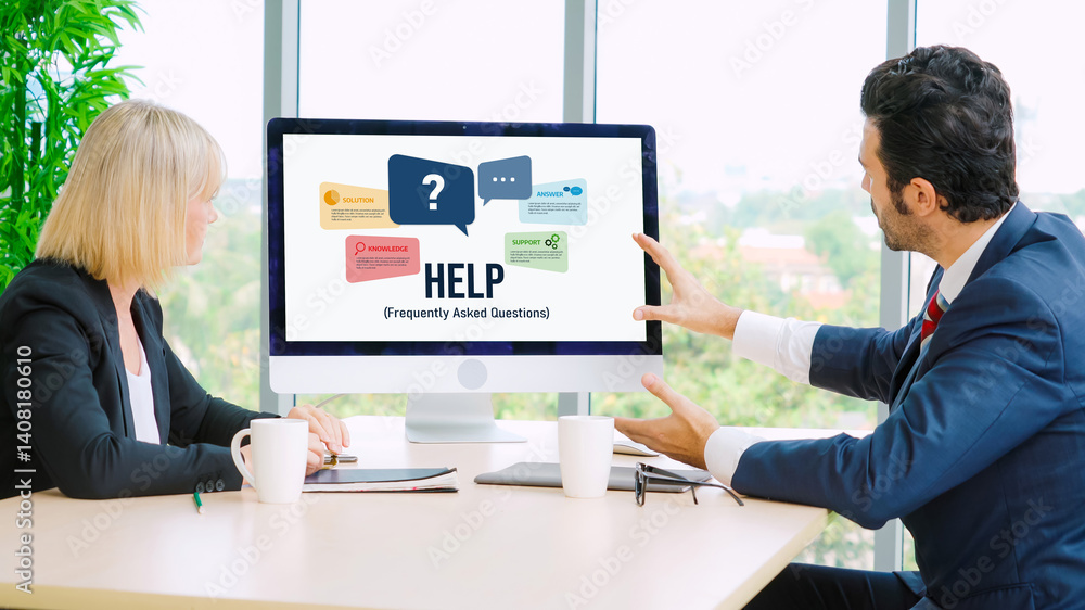 Poster help screen on the website provide answer to faq frequently asked question snugly with knowledge inf