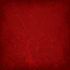 Bright red Christmas background with subtle star shapes and textured branches, vintage grunge winter backdrop with copy space ideal for holiday cards, invitations, posters and seasonal designs.