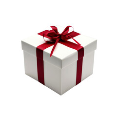 Obraz premium Elegant White Gift Box with Burgundy Ribbon
