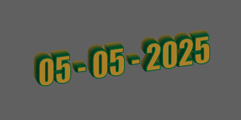 3d green numbers with golden outline. Symbol set. Vector illustration