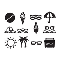 summer icons set