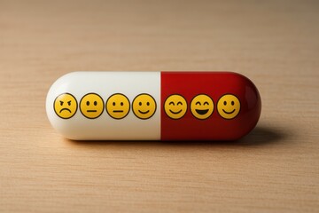 A creatively expressive capsule featuring various emoji faces to convey different emotions