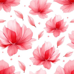 Fototapeta premium Delicate pink blossoms dancing on a white canvas, a gentle watercolor dream in soft hues and flowing petals.