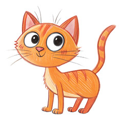 Obraz premium Cute orange cartoon cat with playful expression in a minimal style 