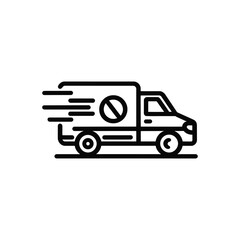 Black Delivery Truck Icon with Motion Lines