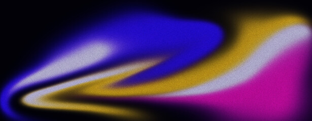 Vibrant orange teal blue grainy gradient color flow wave on yellow background for cover poster backdrop and banner design