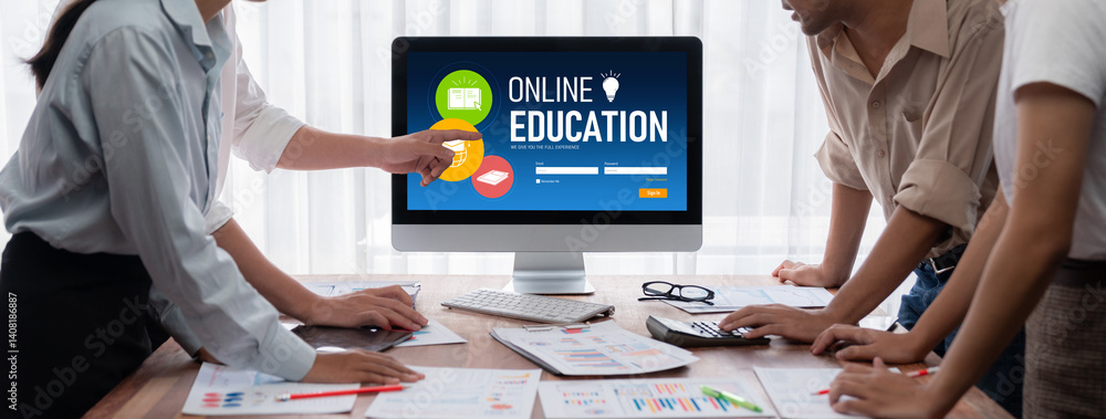 Leinwandbilder e-learning website with brisk sofware for student to study online on the internet network