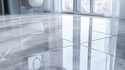 Mason laying tiles for a new bathroom floor. Featuring tile installation and flooring skills