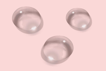 Close-up 3D illustration of water droplets