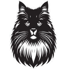 Norwegian Forest Cat Silhouette Vector Design, Cat Silhouette vector Illustration, Majestic Feline Outline Art