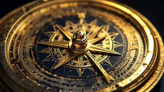 Golden Compass: A detailed view showcasing its intricate design and navigation capabilities