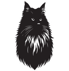 Norwegian Forest Cat Silhouette Vector Design, Cat Silhouette vector Illustration, Majestic Feline Outline Art