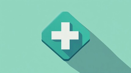 Obraz premium Green cross icon representing pharmacy services on a minimalistic background