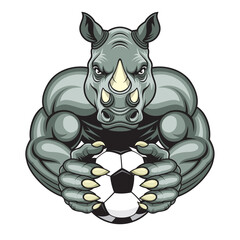 football mascot vector illustration rhinoceros holding soccer ball design