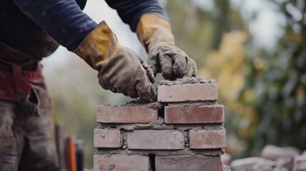 Mason repairing a brick chimney. Featuring masonry repair skills and chimney work