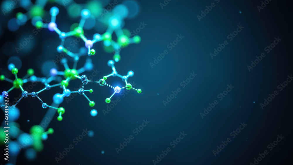 Poster the structure of a molecule with glp-1 (glucagon-like peptide-1) highlighted in blue within a backgr