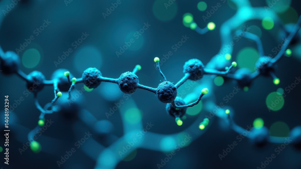 Poster structural illustration of a glp1 molecule with highlighted areas showing its molecular structure ag