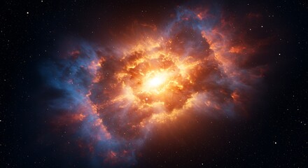 Obraz premium Cosmic Bloom: Fiery Nebula in Deep Space AI Generated