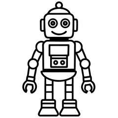 Minimal Smart Robot Vector Illustration on White Background