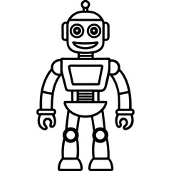 Minimal Smart Robot Vector Illustration on White Background