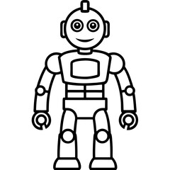 Minimal Smart Robot Vector Illustration on White Background