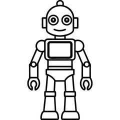 Minimal Smart Robot Vector Illustration on White Background