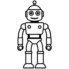 Minimal Smart Robot Vector Illustration on White Background