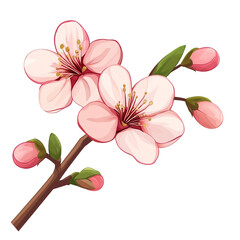 Obraz premium Pink flowers blooming on a branch with buds spring blossoms nature beauty