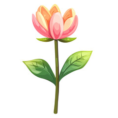 A pretty pink flower with green leaves on a dark background a lovely floral illustration
