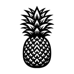 Obraz premium A stylized monochrome pineapple illustration with sharp details