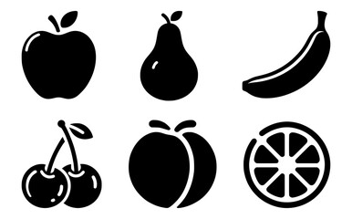 Black and white fruit icons, perfect for adding a touch of freshness to any design