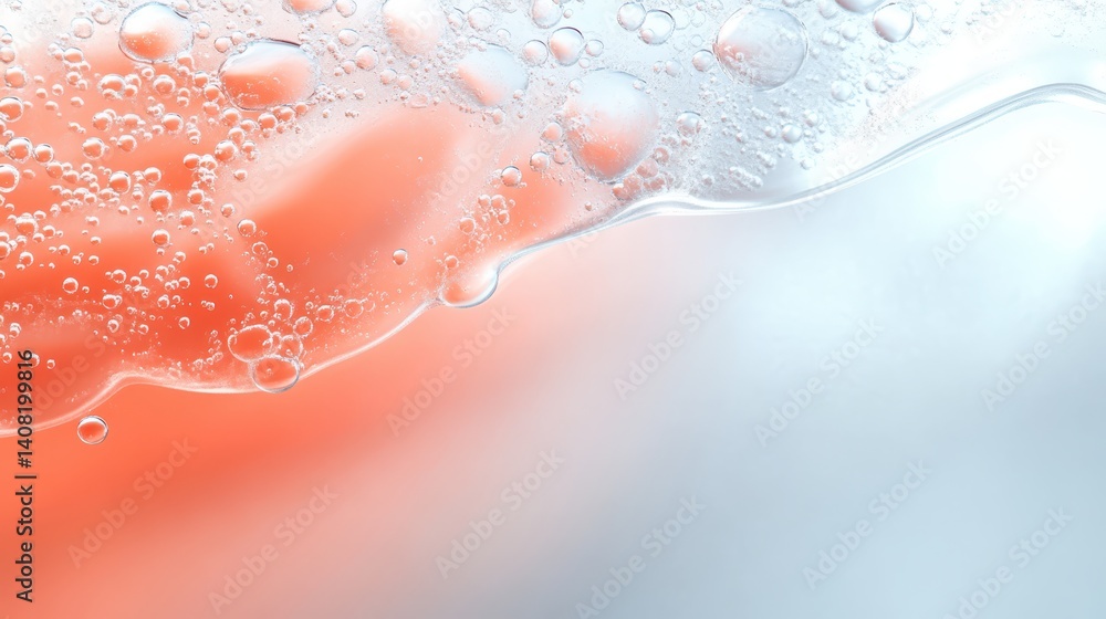 Poster mesmerizing macro photography, abstract red background with water bubbles texture