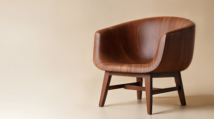 Modern designer wooden chairs on light background