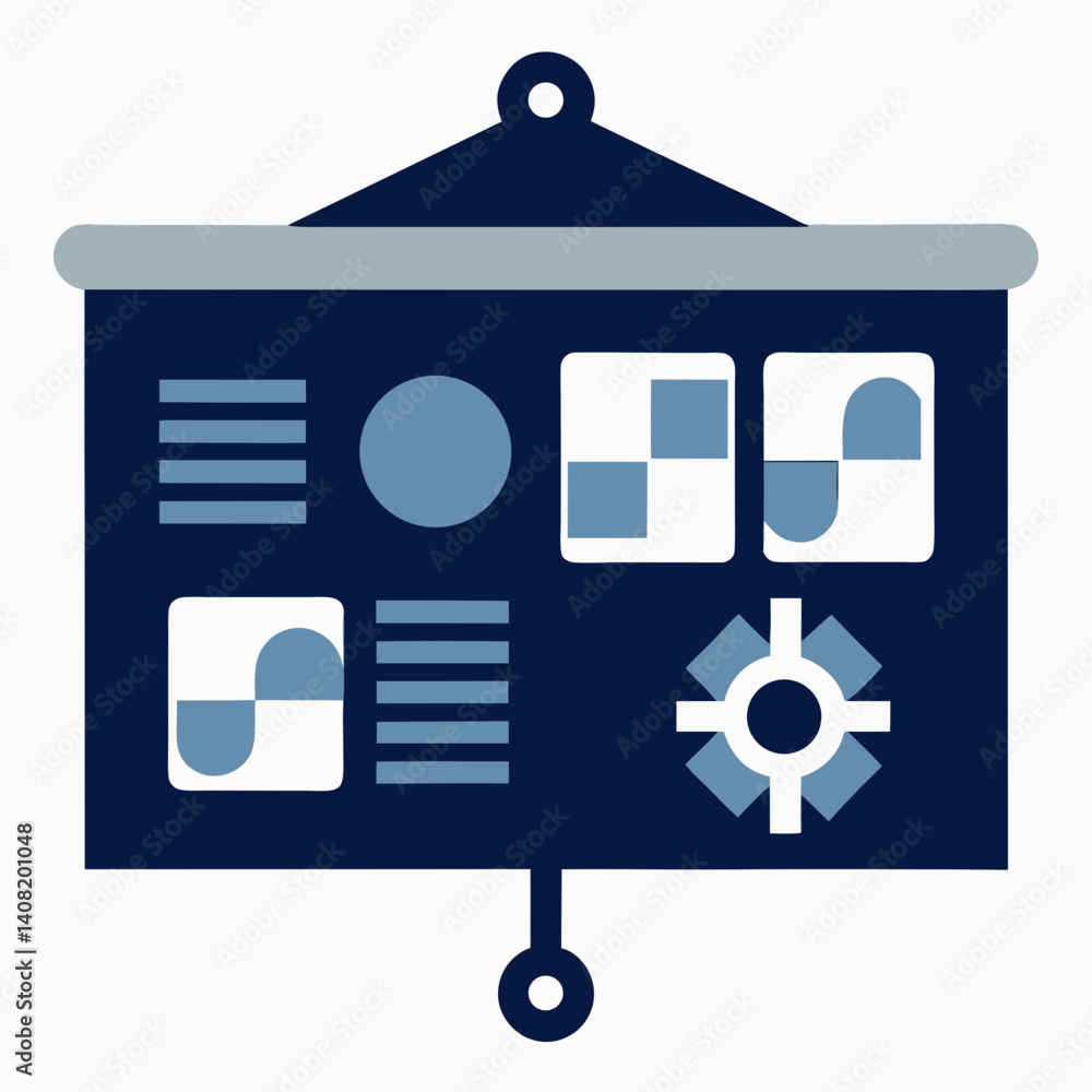 Poster a visual guide to design principles displayed on a simple navy blue presentation board with a minima