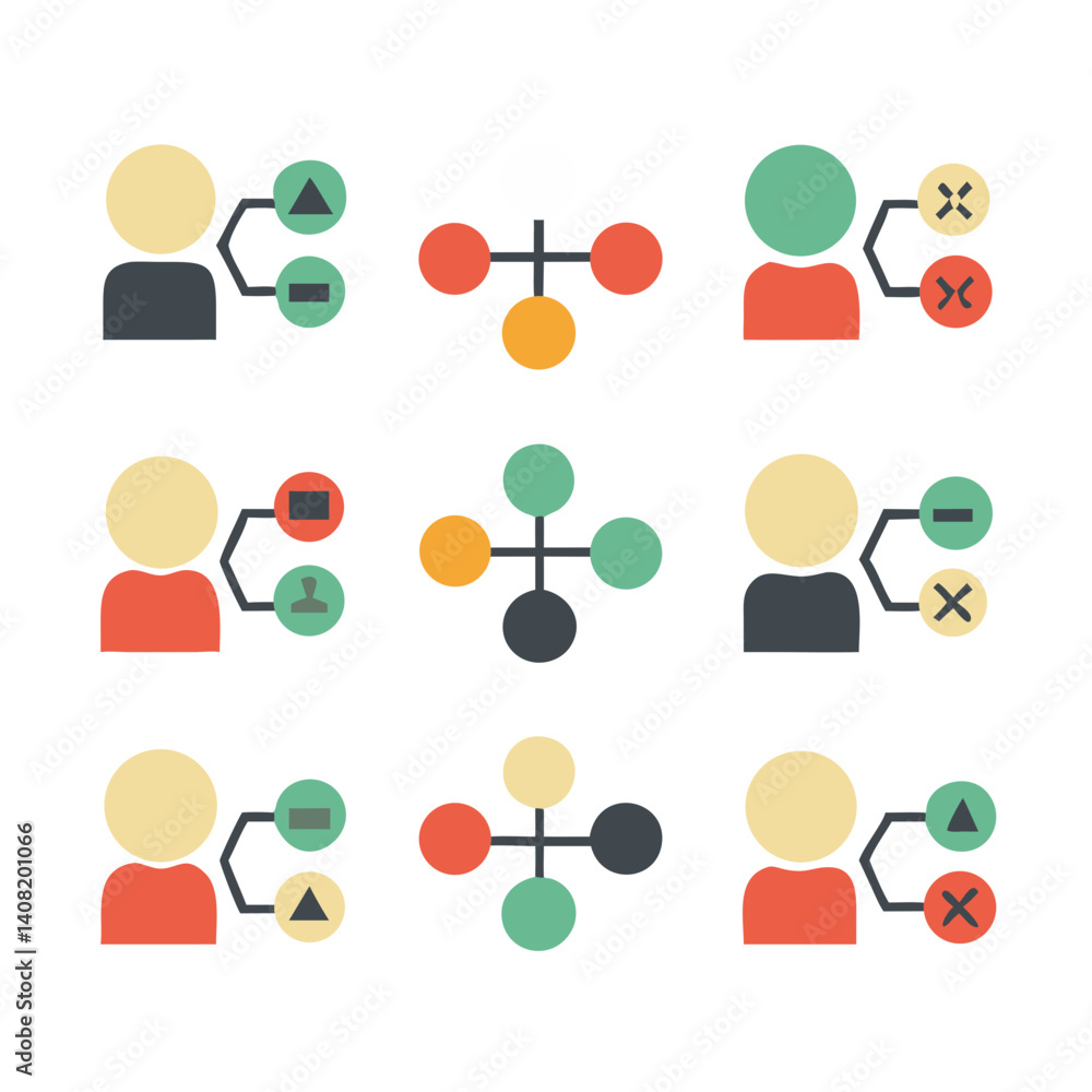 Poster colorful icons illustrate diverse network connections showing varied user interactions and relations