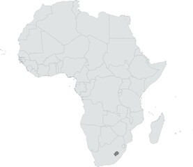 Detailed national location map of LESOTHO within the great continent of Africa
