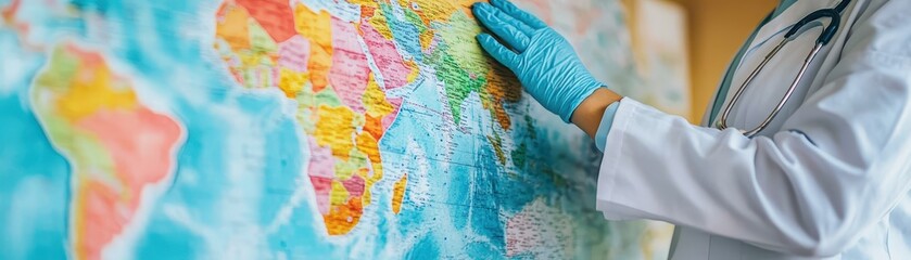Fototapeta premium Doctor charts a course, navigating the map of medicine for patient care doctor