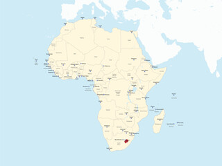 Obraz premium Detailed national location map of LESOTHO within the great continent of Africa