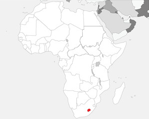 Detailed national location map of LESOTHO within the great continent of Africa