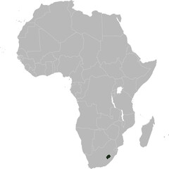 Detailed national location map of LESOTHO within the great continent of Africa