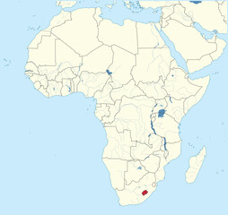 Detailed national location map of LESOTHO within the great continent of Africa