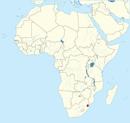 Detailed national location map of ESWATINI within the great continent of Africa
