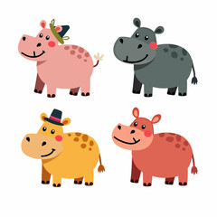 set of funny animals