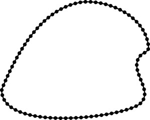 Organic figure with a pronounced bend, outlined by a melting-style dotted contour.