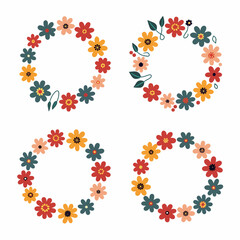 Set Flower wreaths, abstract floral background, abstract floral frame