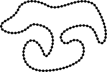 Ring-like pattern formed by a rounded dotted outline enclosing a hollow organic space.