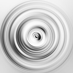 Black and white radial motion effect. Abstract rounded background. Grayscale curves and sphere. Monochrome gradient rings and circles wallpaper. Colorless texture backdrop and banner.