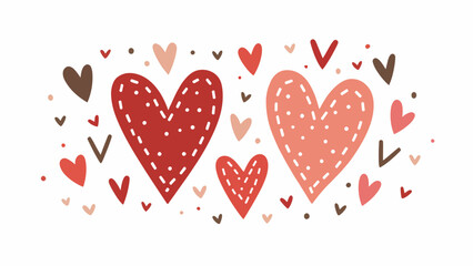 Set red hearts on a white background
