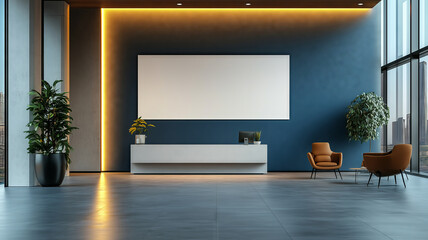 Modern corporate branding identity in a stylish office interior