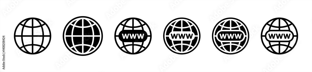 Aufkleber website icon. globe icon set. world icon. www icons. vector 10 eps.